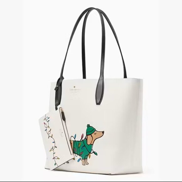 Kate Spade Dachshund Christmas Lights Large Tote and Wristlet - Picture 1 of 8
